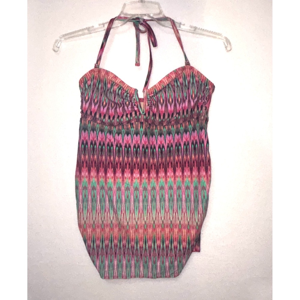 Liz‎ Lange Maternity Tankini Strapless Swim Suit top pink teal size Medium